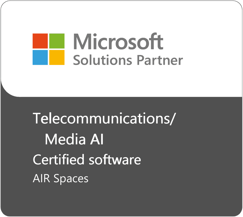 Microsoft Solutions Partner - Telecommunications/Media AI, Certified Software, AIR Spaces